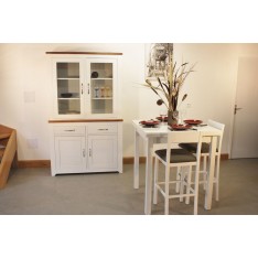 Vitrine +Table Haute 90x90 + 4 Tabourets Hauts (ALTHEA)