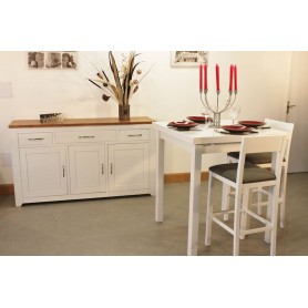 Buffet bas 3P3T +Table Haute 90x90 + 4 Tabourets Hauts (ALTHEA)