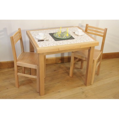 Ensemble Table Cuisine Carrelée Mosaïque 4 Chaises Fintion Naturelle