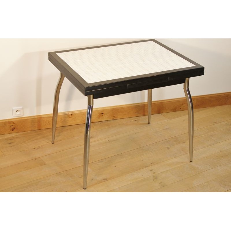 Ensemble table cuisine carrelée mosaïque + 4 chaises laquées Ensemble table cuisine carrelée mosaïque + 4 chaises laquées