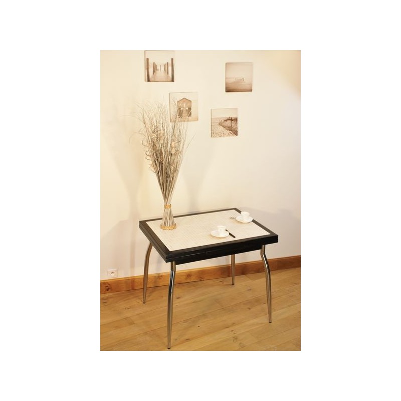 Ensemble table cuisine carrelée mosaïque + 4 chaises laquées Ensemble table cuisine carrelée mosaïque + 4 chaises laquées
