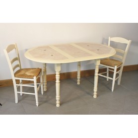 Table COURTIVRON DIAM 110cm + 4 Chaises (VANILLE)